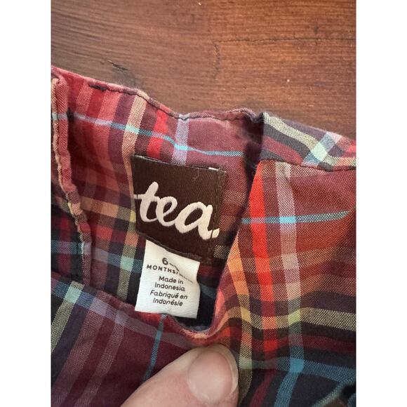 Tea Collection Baby Girls 6-9 Month Red Matsuri Plaid Holiday Ruffle Romper - Picture 9 of 11